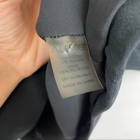 Alexis Black Bell Sleeve Velvet Lattice Josephine Shift Dress size small - Picture 6 of 7